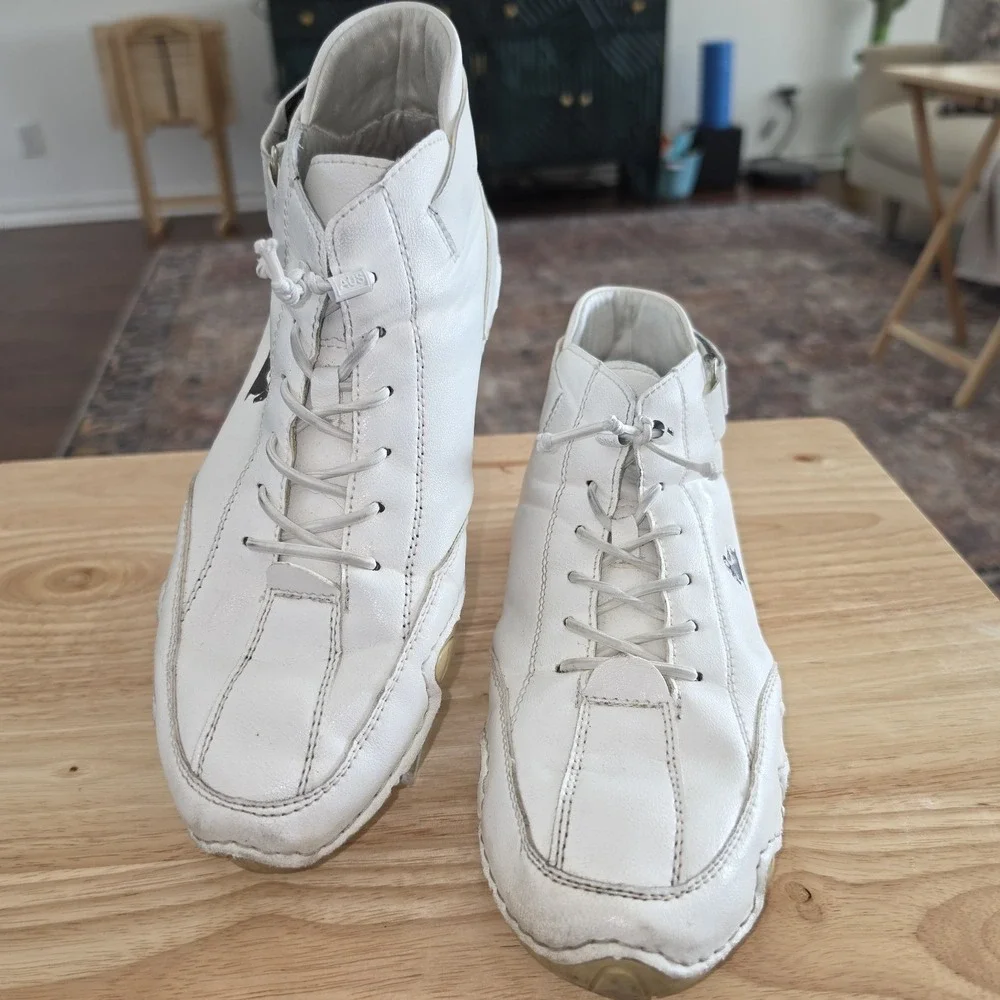 Dbeck White Boxing Wrestling Shoes Men's 40  Leather Chukka Boots Soft 7.5 US